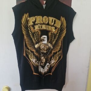 Proud Riders Black Sleeveless Kids Hoodie